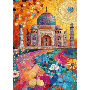 20092 500parca Mosaic Taj Poster