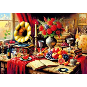 20846 1000parca Silent Melody On A Baroque Table Poster
