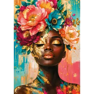 20890 Golden Floral Queen 1000 Parca Poster