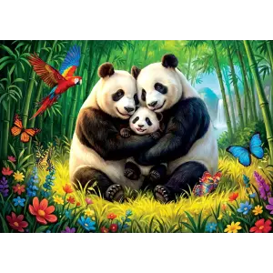 31509 100 Parca Panda Family Lisanssiz Puzzle Poster