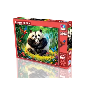 31509 100 Parca Panda Family Lisanssiz Puzzle