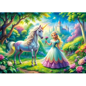 31755 Princess And Unicorn 50 Parca Poster