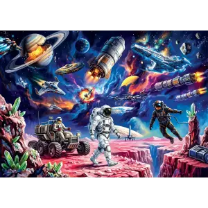 31757 50 Parca Galaxy Raiders Lisanssiz Puzzle Poster