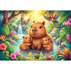 31758 50 Parca Kapibara Family Lisanssiz Puzzle Poster