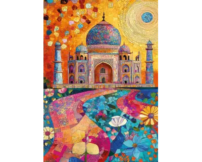 20092 500parca Mosaic Taj Poster