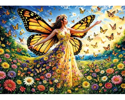 20093 500parca Lady Butterfly Poster