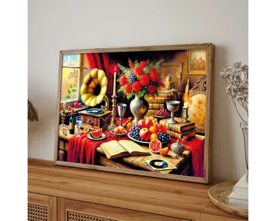 20846 1000parca Silent Melody On A Baroque Table Interior