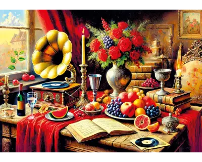 20846 1000parca Silent Melody On A Baroque Table Poster