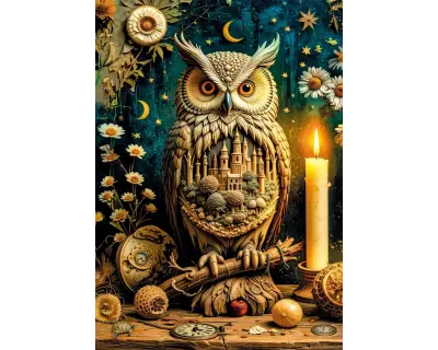 20849 1000parca The Silent Town Watched By The Owl Poster