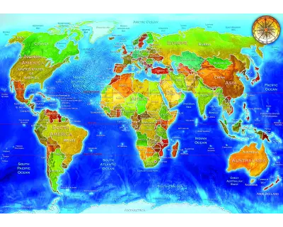 22043 World Political Map Adrian Chesterman 1500 Kutu