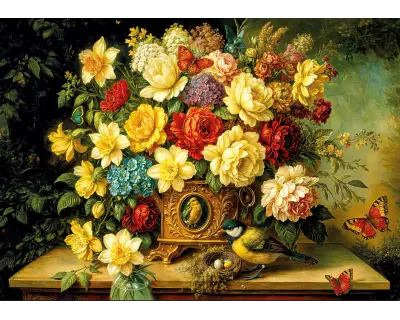 20857 Flowers And Wings 1000 Parca Poster