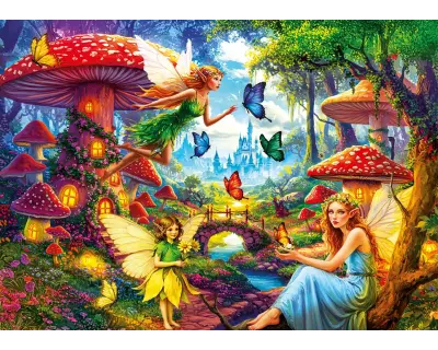 31502 Fairy Tale Mushrooms 100 Parca Poster
