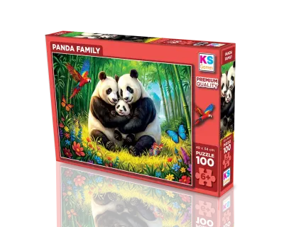 31509 100 Parca Panda Family Lisanssiz Puzzle