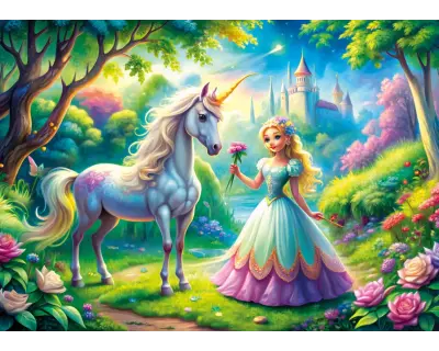 31755 Princess And Unicorn 50 Parca Poster