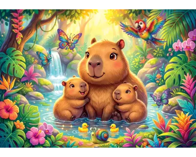 31758 50 Parca Kapibara Family Lisanssiz Puzzle Poster