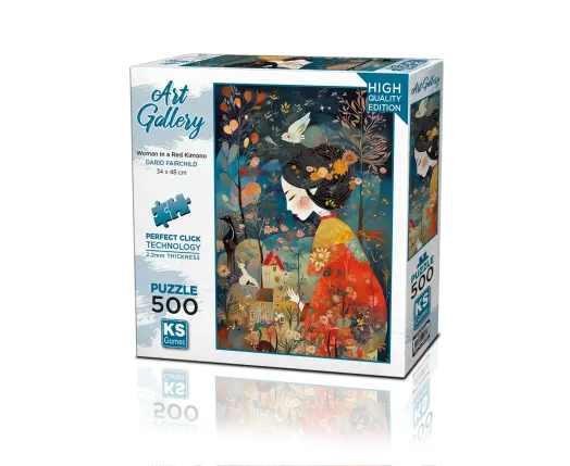 A Woman in Red Kimono 500 Parça Puzzle