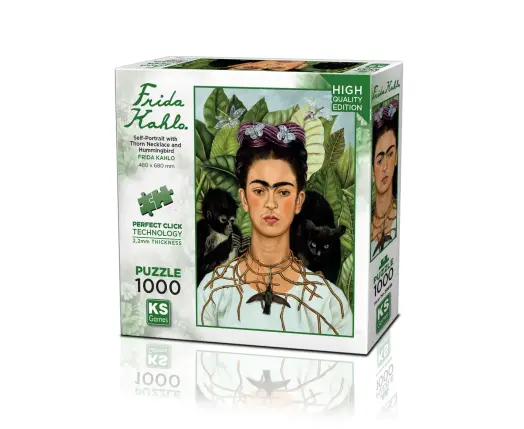 Self-Portrait with Thorn Necklace and Hummingbird 1000 Parça Puzzle