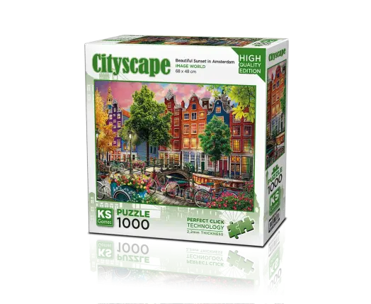 Beautiful Sunset in Amsterdam 1000 Parça Puzzle