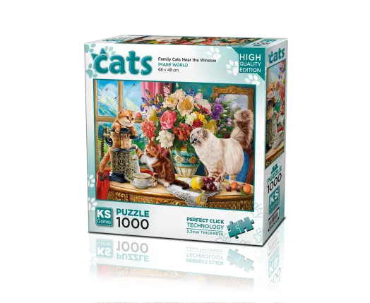 Family Cats Near The Windows 1000 Parça Puzzle