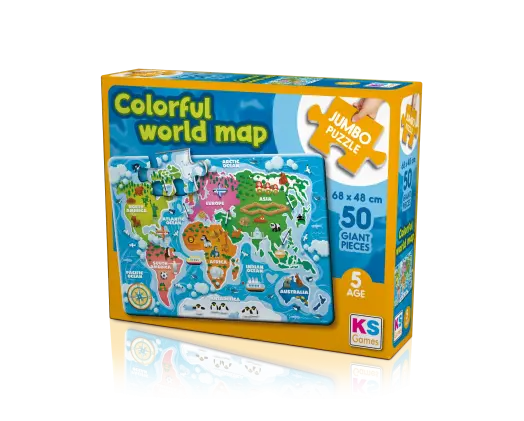 Colorful World Map 50 Jumbo Baby Puzzle